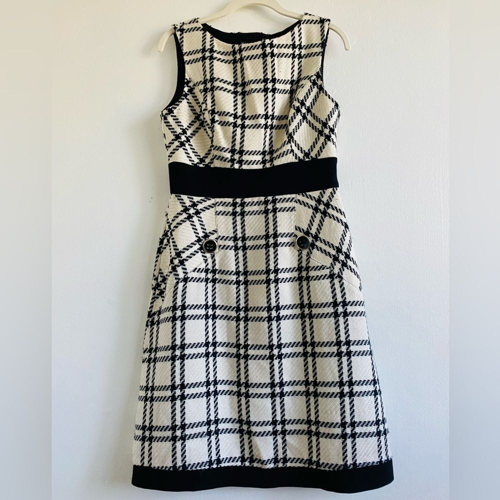 Nine West Plaid Y2K Plaid Mini Midi Dress Tweed Wool Size 6 Preppy Academia